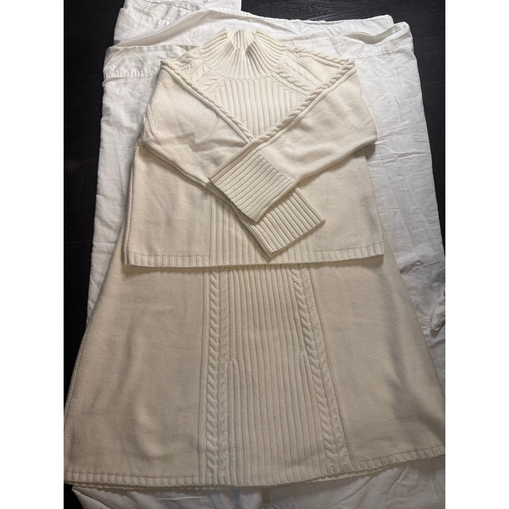 2 piece cable knit sweater services old money Victorian fisher knit vibes size M